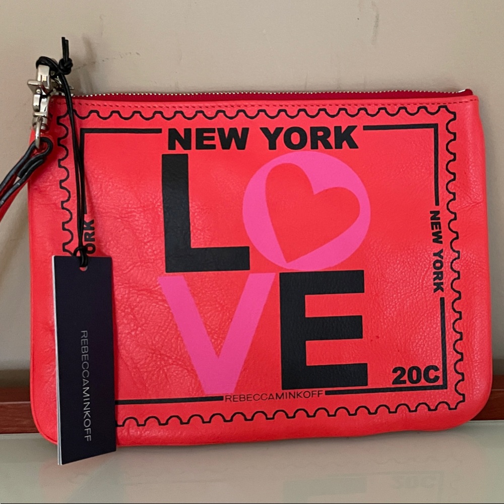 Rebecca Minkoff Pink and Black New York Love Wristlet